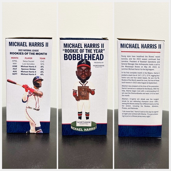Michael Harris II Atlanta Braves 2023 Northside Bobblehead Rookie Of The Year - Picture 8 of 11